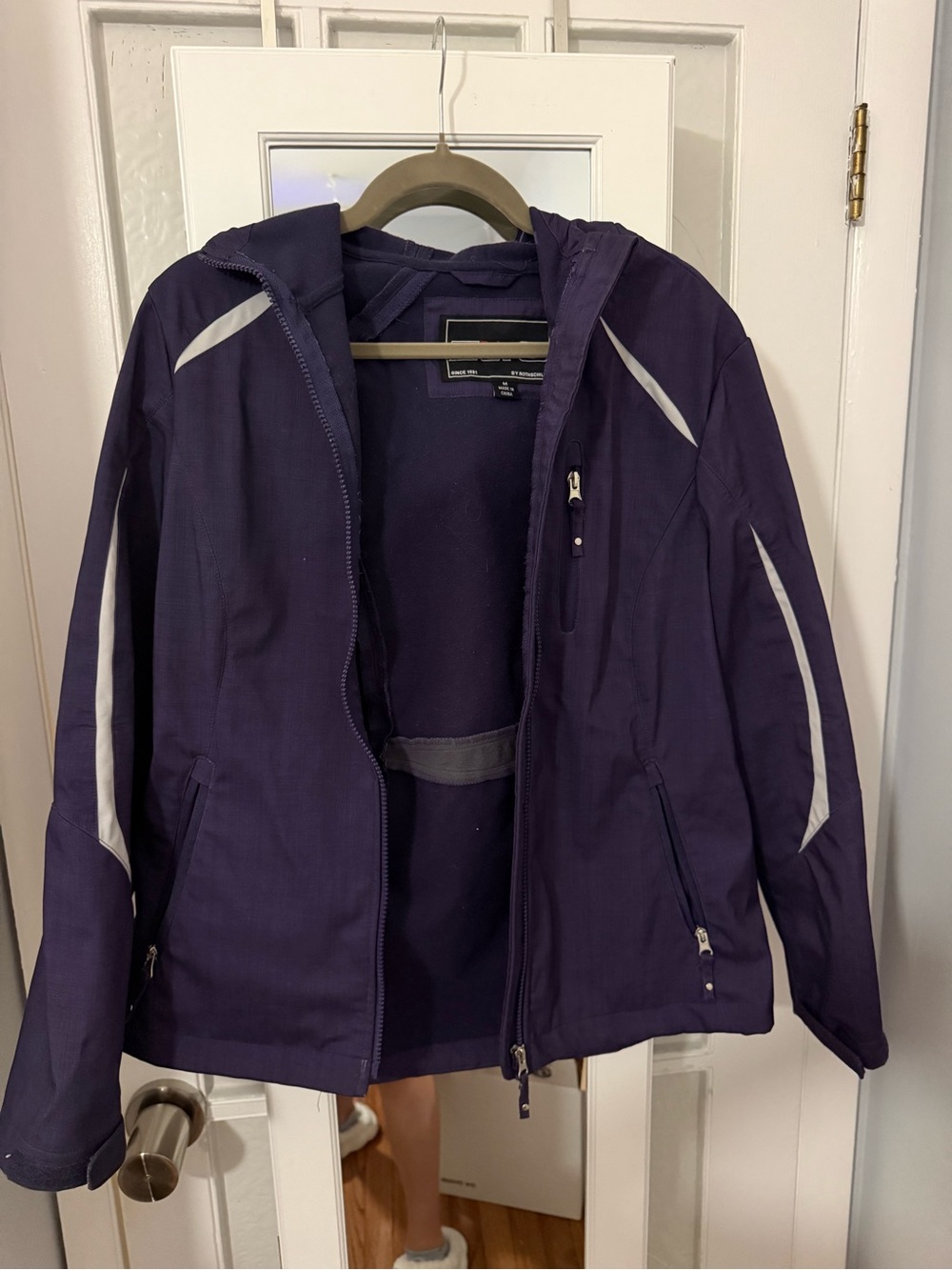 Women's Purple Hooded Jacket with Reflective Accents